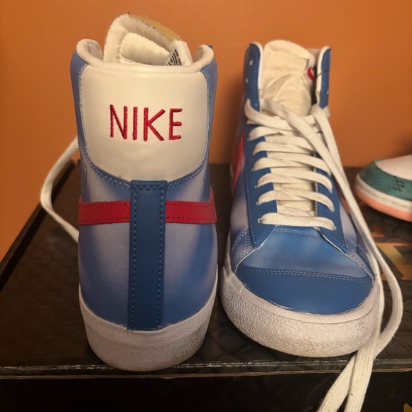 Nike Blue and Red High-Top Sneakers - Picture 2 of 2